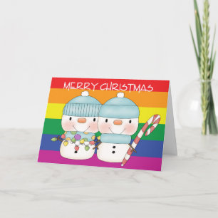 2つのキュート雪だるまゲイプライドクリスマス シーズンカード