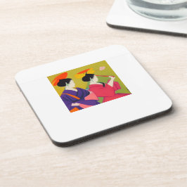 2つのギシャスを持つ6つの耐久性のあるコークバックコースターのセット コースター