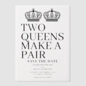 2つのクイーンはペアゲイ結婚式を作る日付を保存 ベラム紙招待状 (正面)