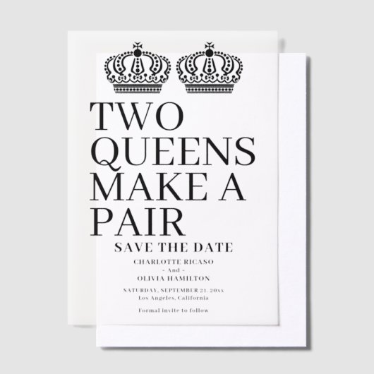2つのクイーンはペアゲイ結婚式を作る日付を保存 ベラム紙招待状 (オフセット)