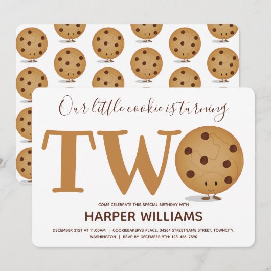 2つのクッキー2nd誕生日 招待状 (正面/裏面)