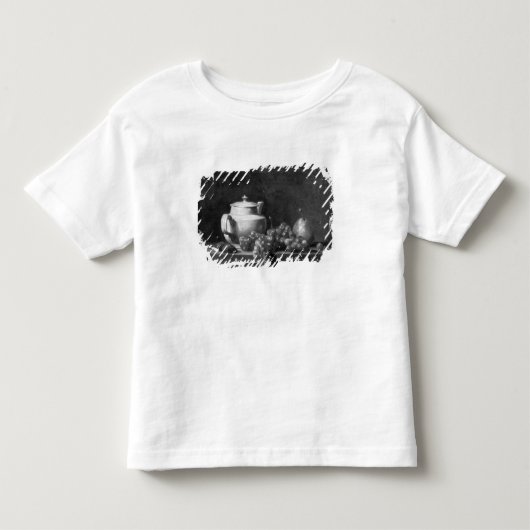2つのクリが付いている白いティーポット トドラーTシャツ (正面)