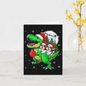 2つのクリスマスシーズー（犬）ツス乗馬Tレックストナカイ恋人キッド カード (黄色い花)