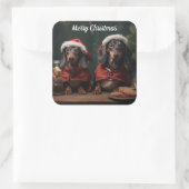 2つのクリスマスダックシュント スクエアシール (バッグ)