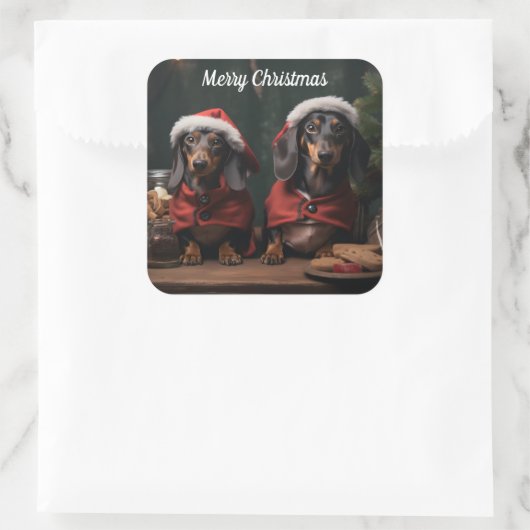 2つのクリスマスダックシュント スクエアシール (バッグ)