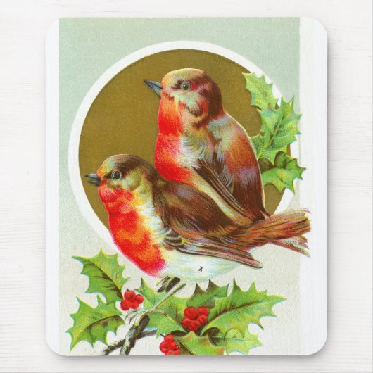 2つのクリスマスロビン マウスパッド (正面)
