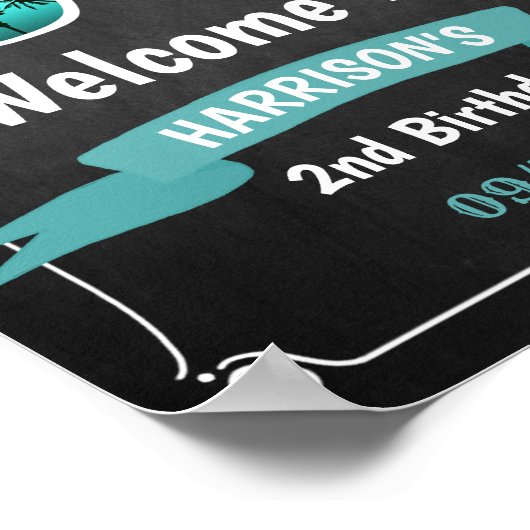 2つのクールシャルボードボーイズ2nd誕生日ウェルカムサイン ポスター (角)