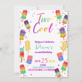 2つのクールネオンサマーポップス誕生日招待状 招待状 (正面)