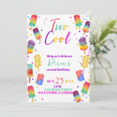2つのクールネオンサマーポップス誕生日招待状 招待状 (スタンド正面)