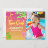 2つのクールネオンプールパーティの招待状（写真あり） 招待状 (正面)