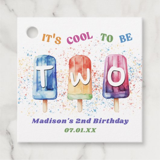 2つのクールポプシクル2nd誕生日メッセージカード フェイバータグ (正面)