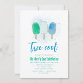 2つのクール水カラーポプシクルボーイ誕生日 招待状 (正面)