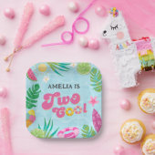 2つのクール熱帯プール夏の2nd誕生日 ペーパープレート (パーティー)