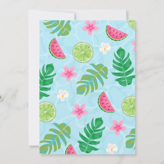 2つのクール熱帯プール夏の2nd誕生日 招待状 (裏面)