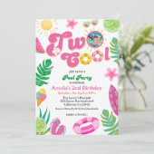 2つのクール熱帯プール夏の2nd誕生日 招待状 (スタンド正面)