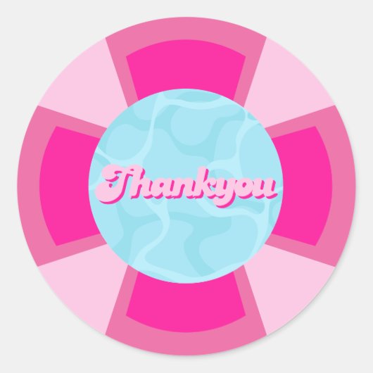 2つのクール熱帯プール夏誕生日 ラウンドシール (正面)