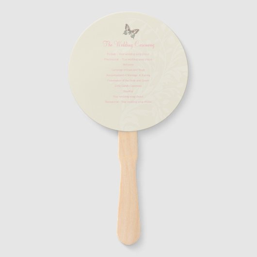 2つのグラフィックインク付き蝶の結婚式のプログラムファン ハンドファン (裏面)