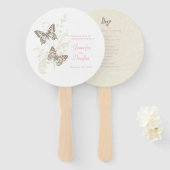 2つのグラフィックインク付き蝶の結婚式のプログラムファン ハンドファン (正面&裏面)