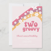 2つのグルービーデイジーボホフローラ2番目の誕生日 招待状 (正面)