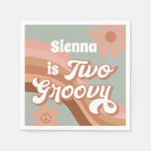 2つのグルービーレトロデイジーセージピンク2nd誕生日