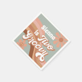 2つのグルービーレトロデイジーセージピンク2nd誕生日 スタンダードカクテルナプキン (角)