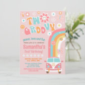 2つのグルービー ボーホー レトロ 2歳の誕生日招待状 招待状 (スタンド正面)