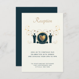 2つのグルームオス結婚のクリームブルーLGBTQ披露宴 エンクロージャーカード