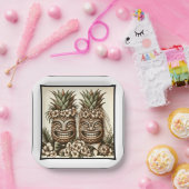 2つのグルームズゲイパイナップルティキヘッドレトロ結婚ズ ペーパープレート (パーティー)