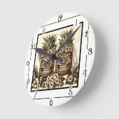 2つのグルームズゲイパイナップルティキヘッドレトロ結婚ズ ラウンド壁時計 (傾斜)