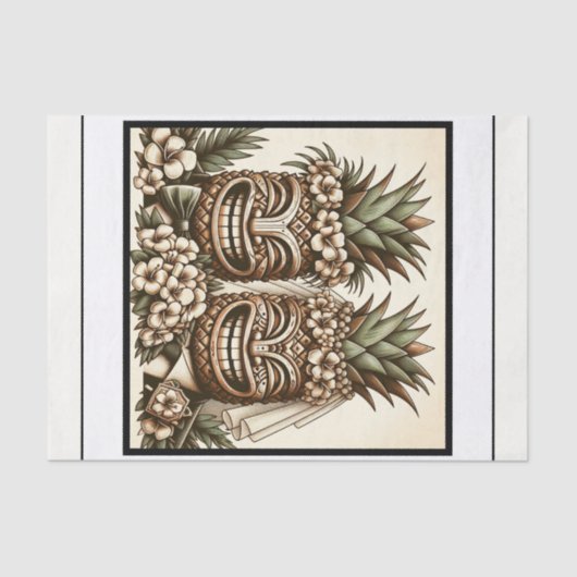 2つのグルームズゲイパイナップルティキヘッドレトロ結婚ズ 薄葉紙 (正面)