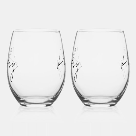 2つのグルームズ結婚ゲイのパーソナライズされた最初年 ステムなしワイングラス (左)