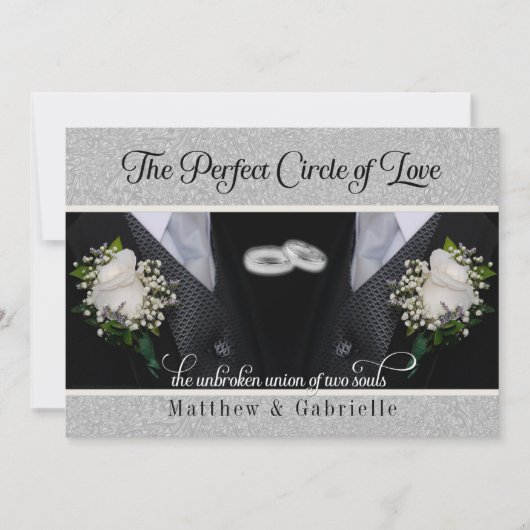 2つのグルームズ結婚ゲイまたは市民連合タキシス 招待状 (正面)