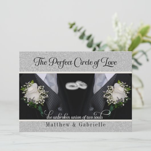 2つのグルームズ結婚ゲイまたは市民連合タキシス 招待状 (スタンド正面)