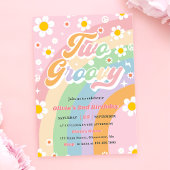 2つのグルーヴィデイジーレインボー2nd誕生日パーティー 招待状