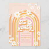 2つのグルーヴィボホデイジーレインボー2nd誕生日パーティー 招待状 (正面/裏面)