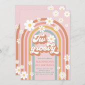 2つのグルーヴィボホデイジーレインボー2nd誕生日パーティー 招待状 (正面/裏面)