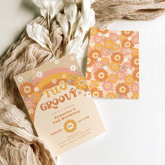 2つのグルーヴィレトロな誕生日招待状 招待状