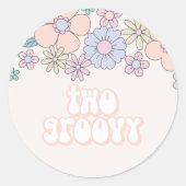 2つのグルーヴィレトロパステルフローラ2番目の誕生日 ラウンドシール (正面)
