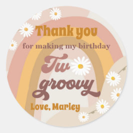 2つのグルーヴィレトロヒッパイレインボーデイジービーフガールC ラウンドシール