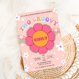 2つのグルーヴィレトロレインボー2nd誕生日パーティー 招待状