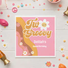 2つのグルーヴィレトロヴィンテージ2歳の誕生日 スタンダードランチョンナプキン