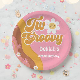 2つのグルーヴィレトロヴィンテージ2歳の誕生日 ペーパープレート