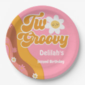 2つのグルーヴィレトロヴィンテージ2歳の誕生日 ペーパープレート (正面)