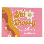 2つのグルーヴィレトロヴィンテージ2歳の誕生日 ラージペーパーバッグ (裏面)