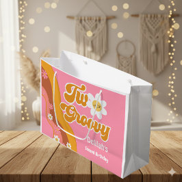 2つのグルーヴィレトロヴィンテージ2歳の誕生日 ラージペーパーバッグ