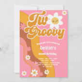 2つのグルーヴィレトロヴィンテージ2歳の誕生日 招待状 (正面)