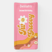 2つのグルーヴィレトロヴィンテージ2歳の誕生日 横断幕 (縦)