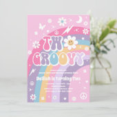 2つのグルーヴィ2ndバースデーピースラブパーティー虹 招待状 (スタンド正面)