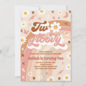 2つのグルーヴィ2ndバースデーピースラブパーティー虹 招待状 (正面)