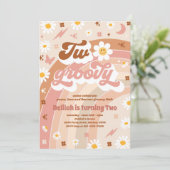 2つのグルーヴィ2ndバースデーピースラブパーティー虹 招待状 (スタンド正面)